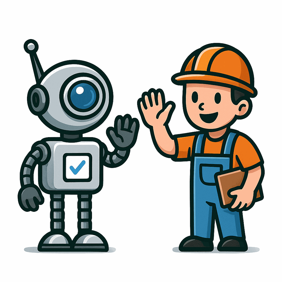 Gemba Buddy robot and operator waving hello